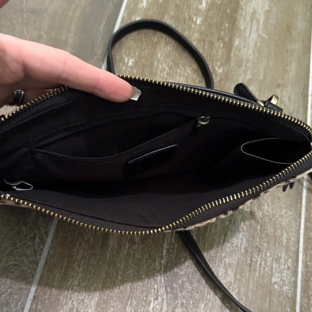 Joy Susan Black and Tan Spotted Clutch